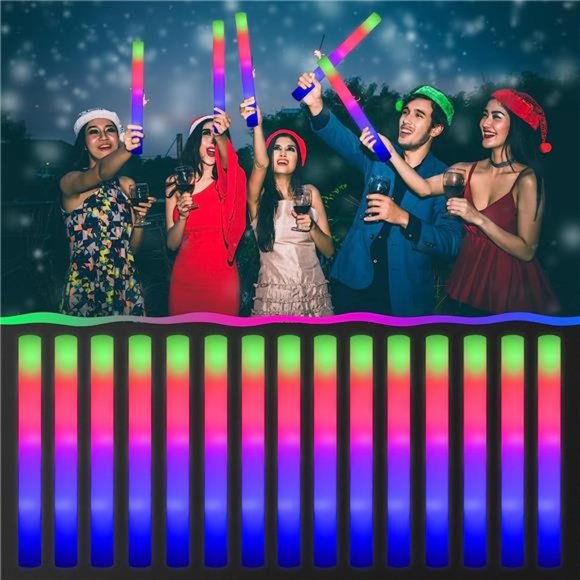30 Pieces Led Foam Sticks-Flashing Glow Sticks Party Supplies LightUp Baton Wand - Picture 5 of 6